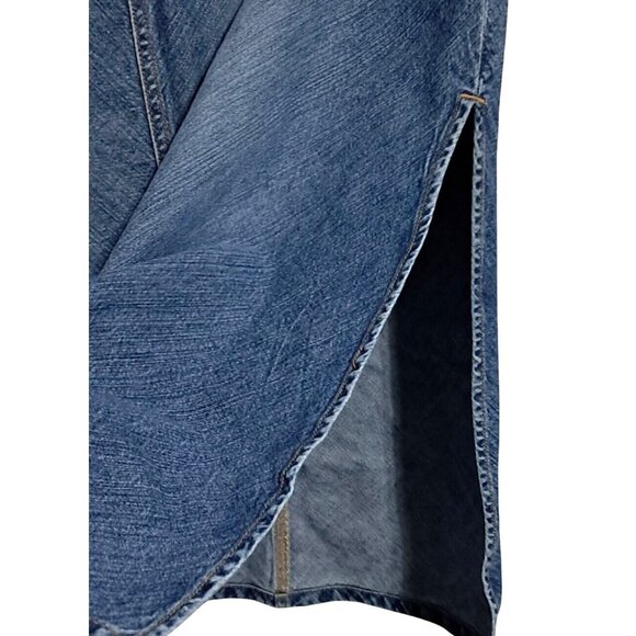 Vintage Y2K Old Navy Blue Denim Long Skirt Size 10 Y2K With Front Pockets & Side - Picture 6 of 10